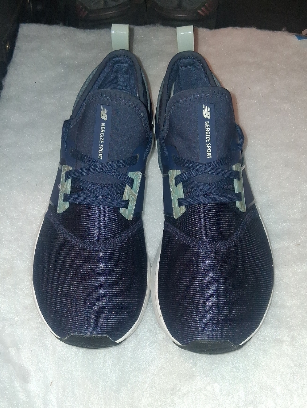 New Balance Navy Slip-On Knit Sneakers with White Sole